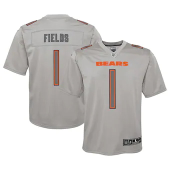 youth nike justin fields gray chicago bears atmosphere game